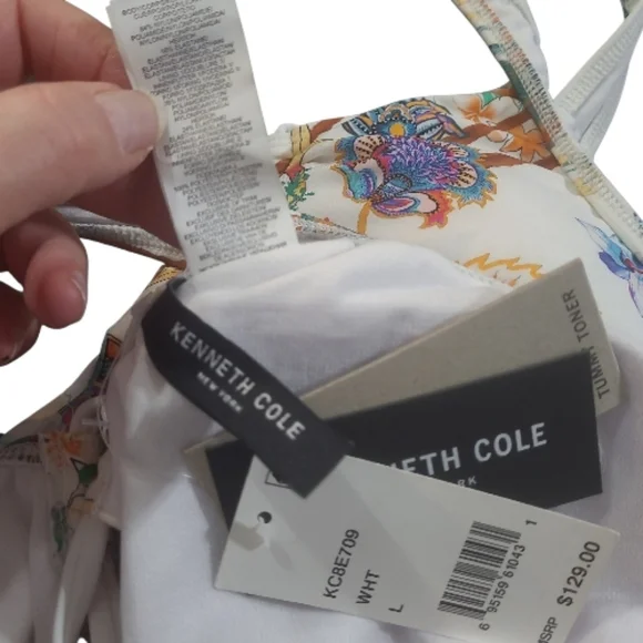 NWT Cole New York Tahiti Plunge Lattice Side Mio One Piece sz L